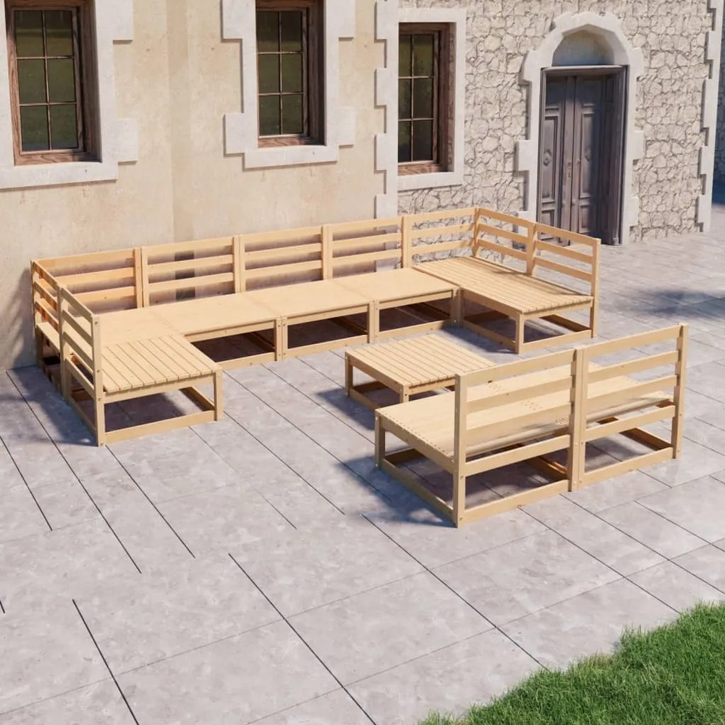 vidaXL 10 pcs conjunto lounge de jardim pinho maciço