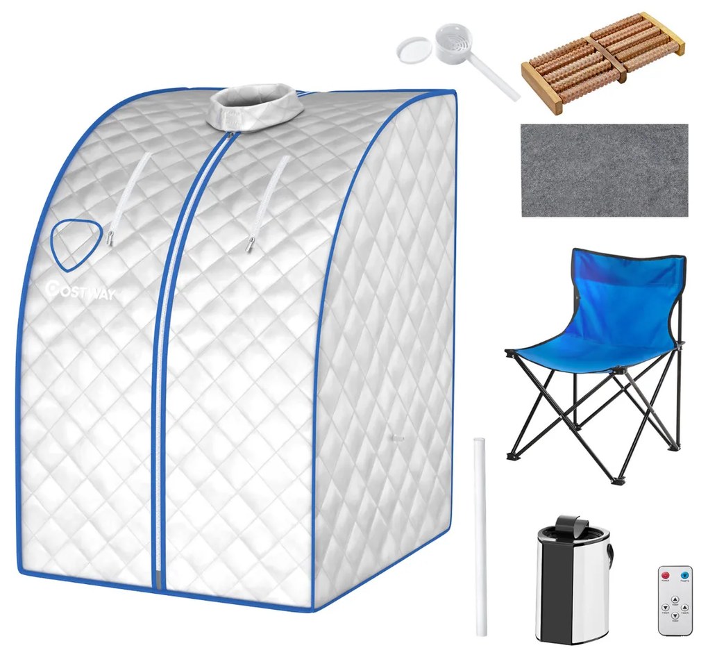 Sauna a vapor portátil de 3 L com controlo de temporizador de temperatura ajustável e função de atomização  78 x 87 x 100 cm prata