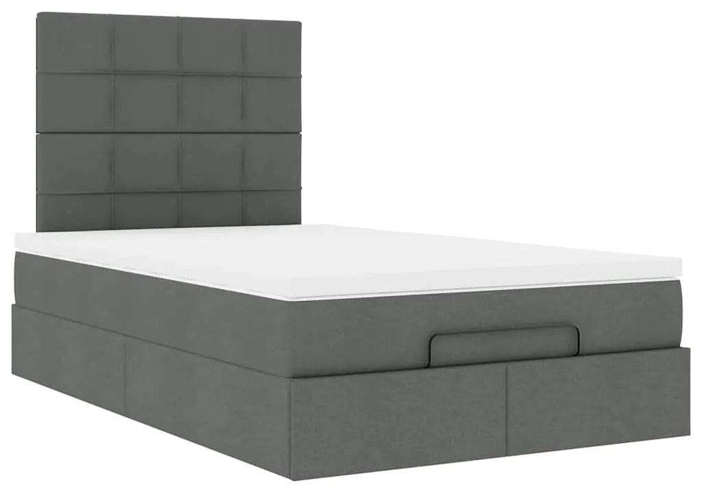 Estrutura cama otomana colchão 120x200cm tecido cinzento escuro