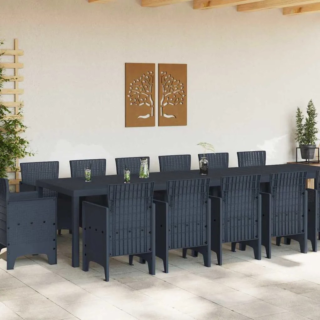 Conjunto de Jantar para Jardim 15 pcs Antracite Grande
