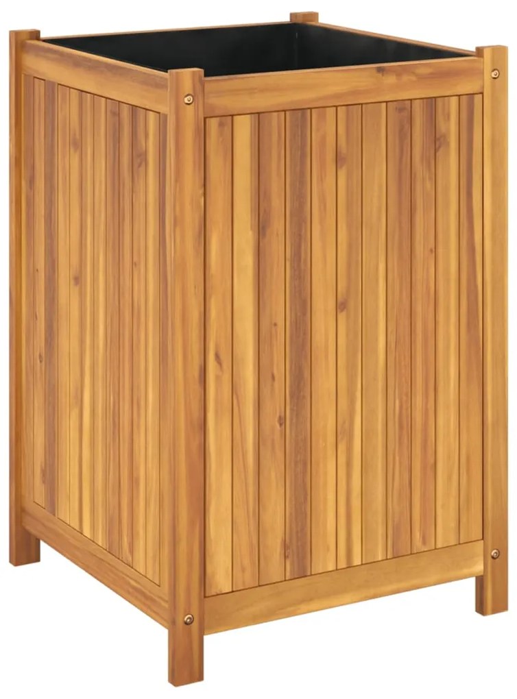 Vaso/floreira de jardim com forro 50x50x75 cm acácia maciça