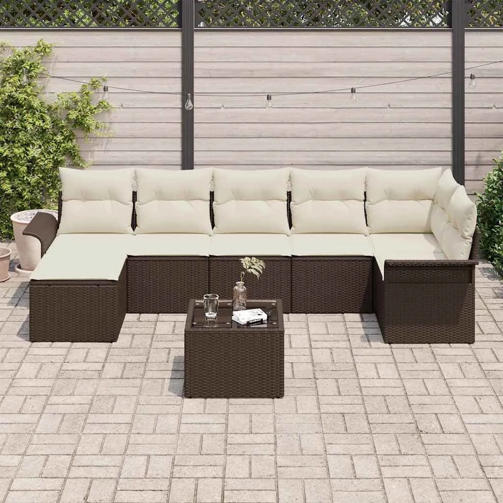 Conjunto de Sofás de Jardim vidaXL de 7 Peças com Almofadas Cinza de P