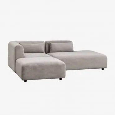 Sofá Modular De Canto Em 2 Peças Com Chaise Longue Direita E Puff Fogler Bombazina Cinzento Toupeira Claro - Sklum