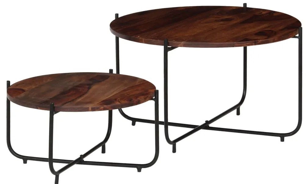 Conj. mesas de centro 2 pcs madeira de sheesham maciça 60x35 cm