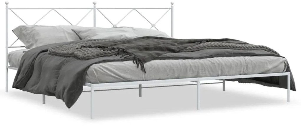 Estrutura de cama com cabeceira 200x200 cm metal branco