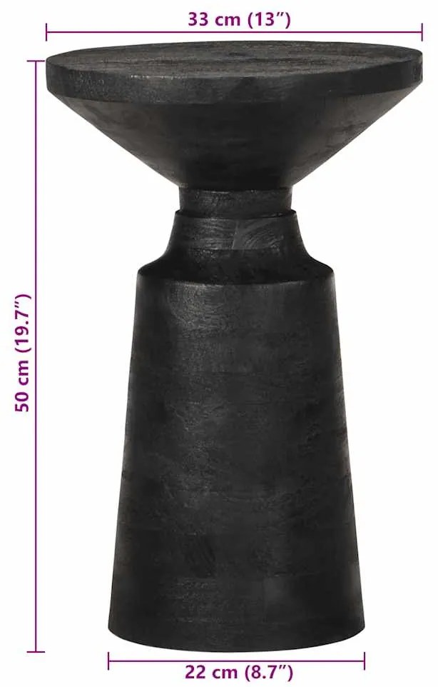 Mesa de apoio preto Ø33x50 cm madeira de mangueira maciça