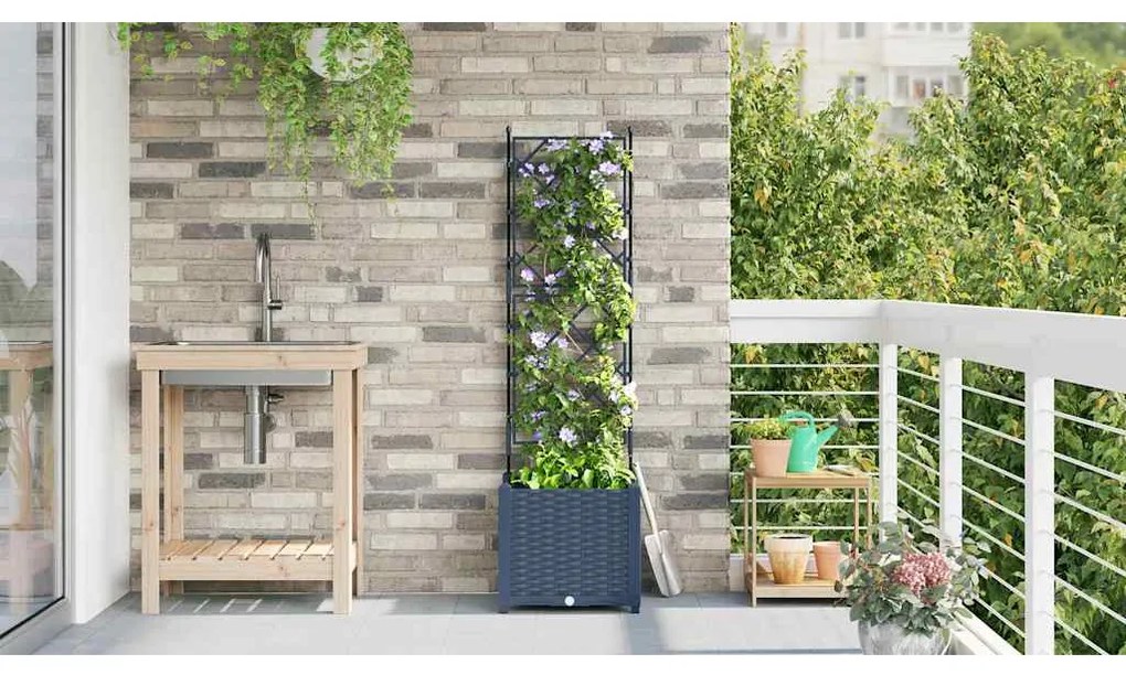 Jardineira com Treliça Cinza 40x40x143 cm