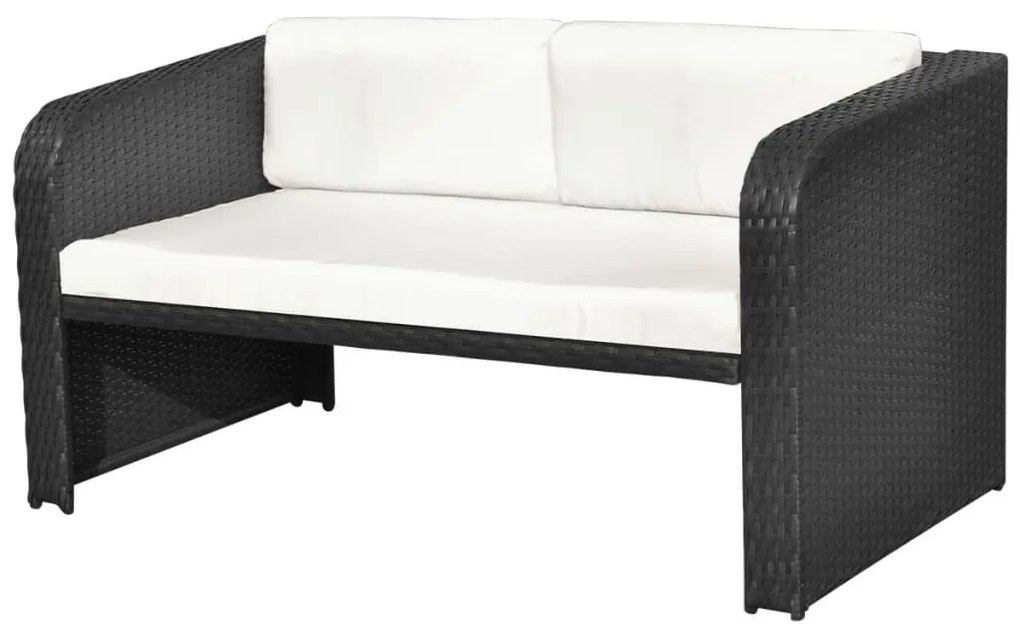 4 pcs conjunto lounge de jardim c/ almofadões vime PE preto