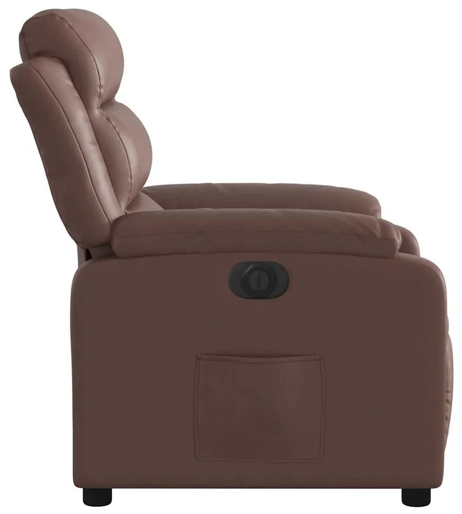 Poltrona reclinável elétrica couro artificial castanho