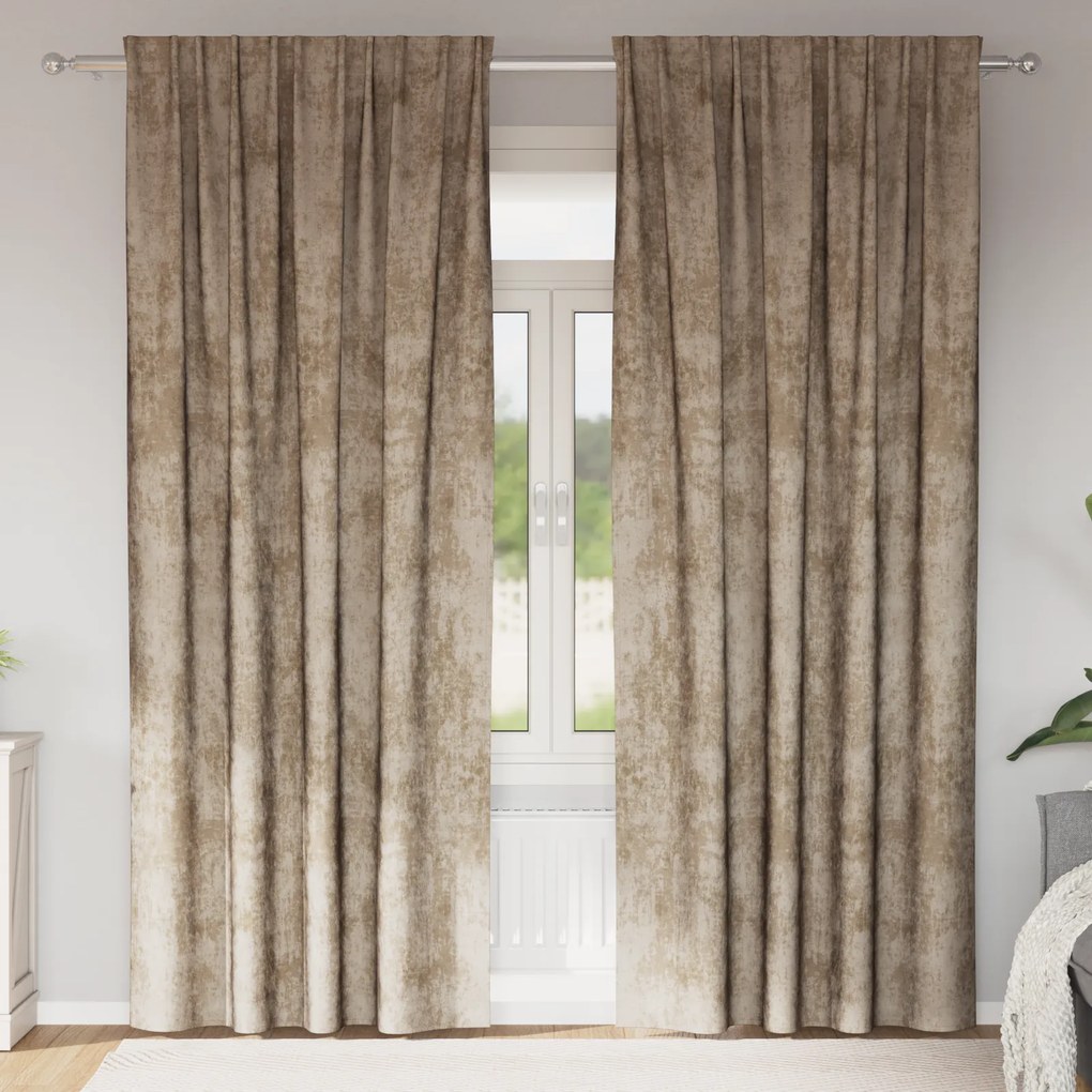 vidaXL Cortinas de Veludo 2 pcs com Olhais Champagne 225x140 cm