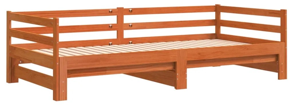 Sofá-cama com gavetão 90x190 cm madeira de pinho castanho cera