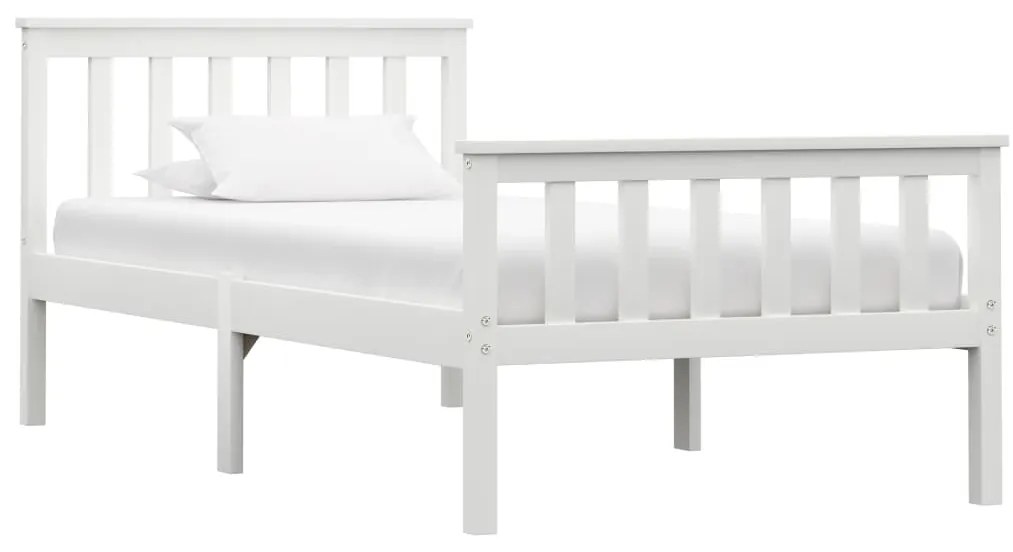 vidaXL Estrutura de cama em pinho maciço 90x200 cm branco