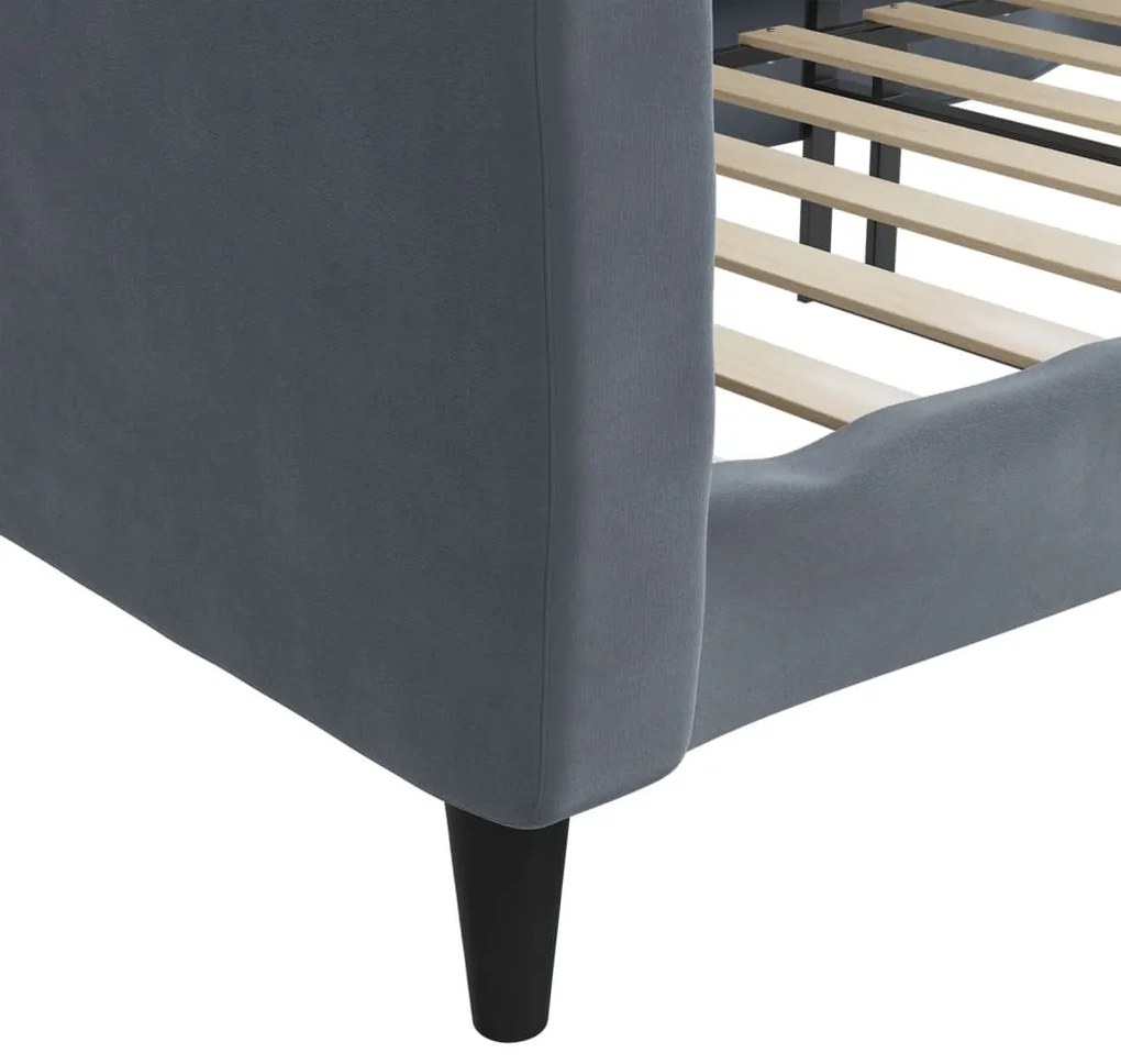Sofá-cama 90x200 cm veludo cinzento-escuro