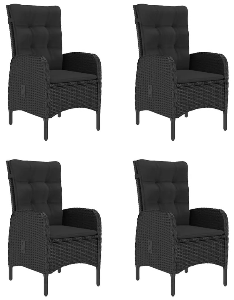 5 pcs conjunto de jantar para jardim preto