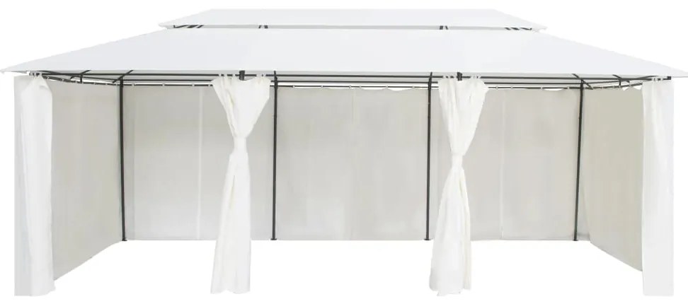 Gazebo com cortinas 600x298x270 cm 180g/m² branco