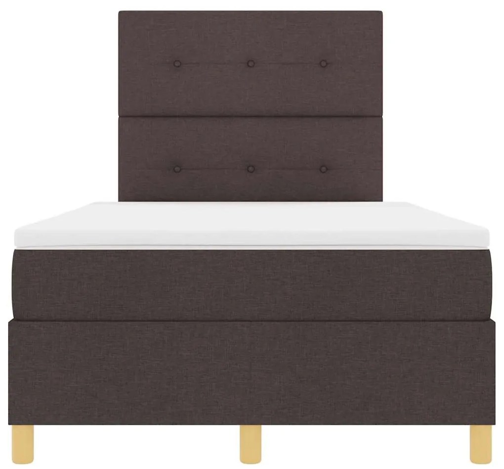Cama Box com Colchão e LED Castanho Escuro 120x200 cm Tecido