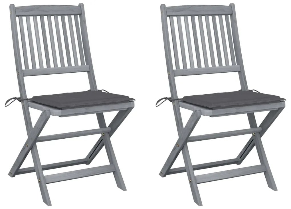 vidaXL Cadeiras exterior dobráveis c/ almofadões 2 pcs acácia maciça