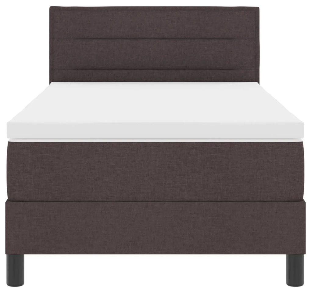 Cama Box com Colchão Castanho Escuro 80x200 cm Tecido