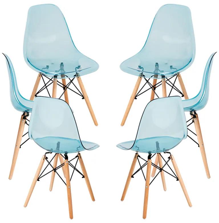 Pack 6 Cadeiras Tower Transparentes - Azul