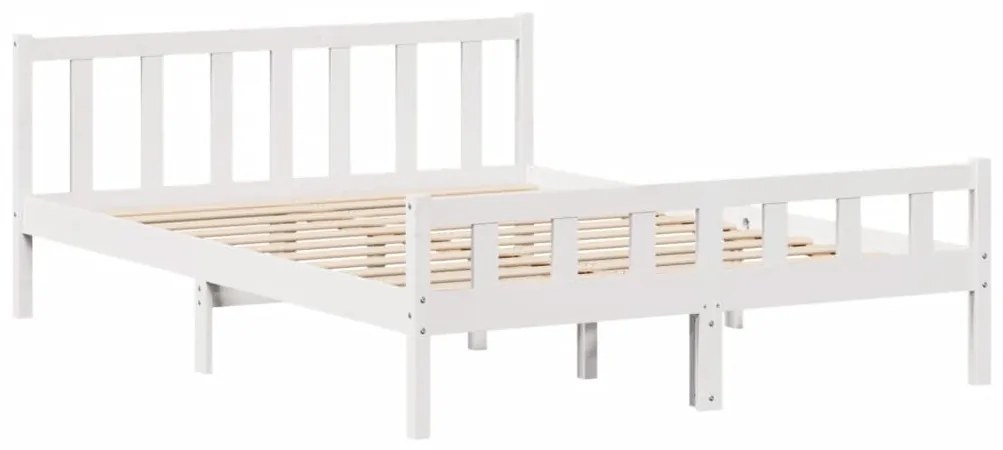 Cama sem colchão 160x200 cm madeira de pinho maciça branco