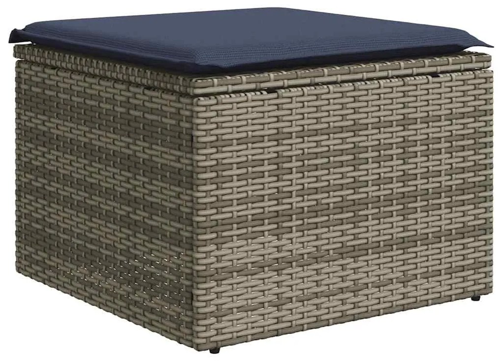 2 pcs conjunto sofás jardim almofadões vime PE/acácia cinzento