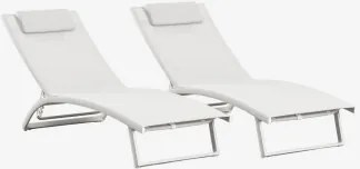 Pack De 2 Espreguiçadeiras Reclináveis Em Alumínio Com Almofada Dulem Gardénia Branco - Sklum