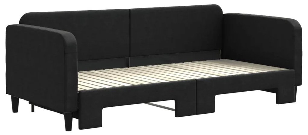 Sofá-cama com gavetão 90x200 cm tecido preto