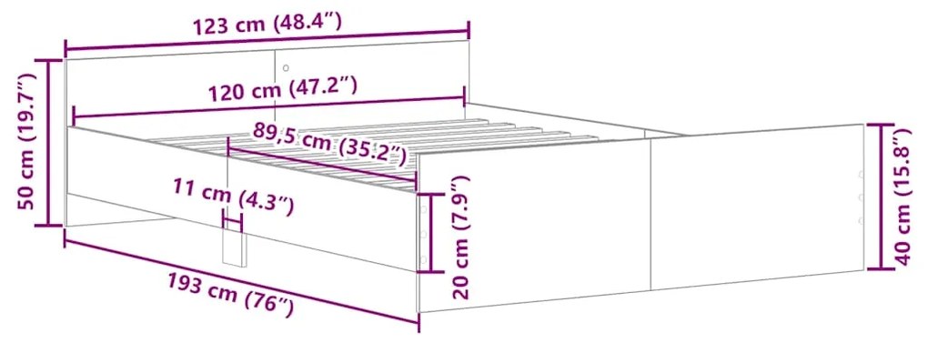 Estrutura de cama com cabeceira e pés 120x190 cm preto