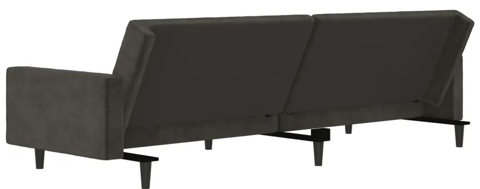 Sofá-cama de 2 lugares veludo cinzento-escuro