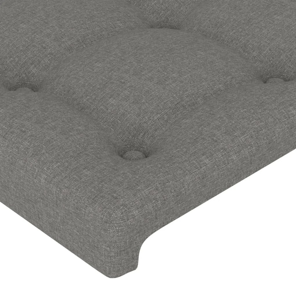 Cabeceira de cama c/ abas tecido 147x23x78/88cm cinzento-escuro