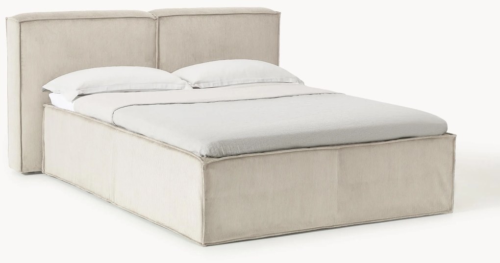 Cama boxspring em bombazina Lennon