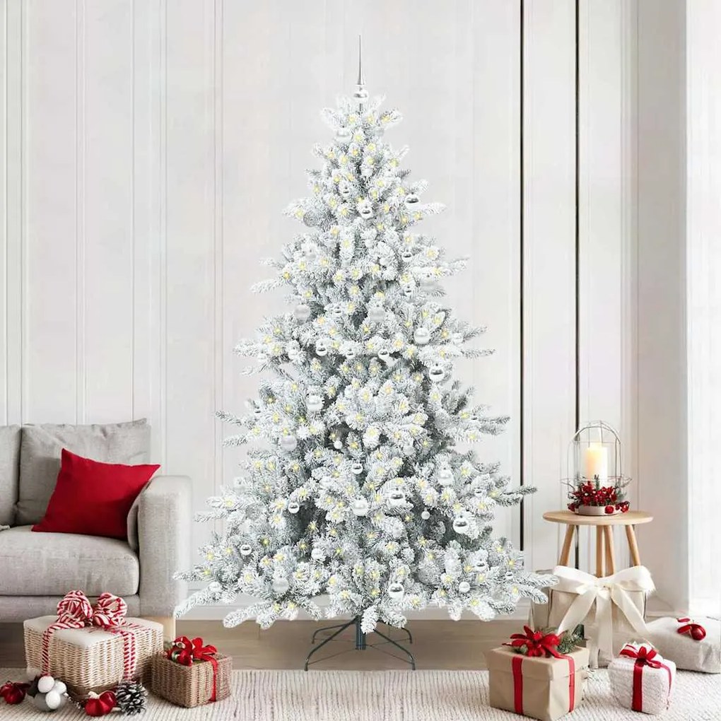 vidaXL Árvore de Natal Articulada Artificial Branco 210 cm PVC e Aço