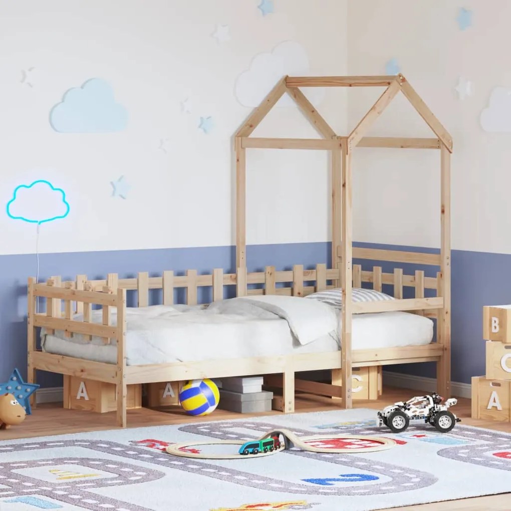 vidaXL Sofá-cama com telhado 90x200 cm madeira de pinho maciça