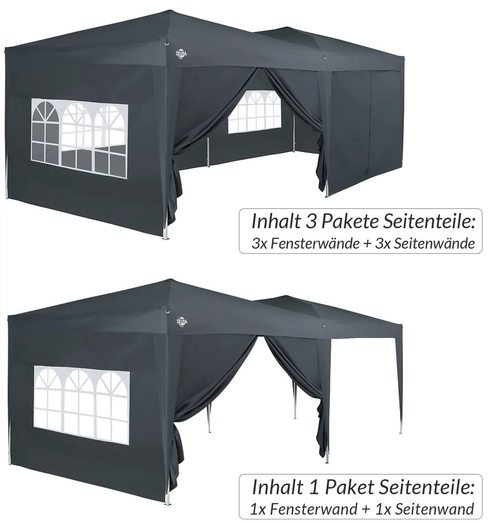 Conjunto de 2 paredes laterais dobráveis para Tenda (NÃO NCLUÍDO) 6 x 2 m Antracite