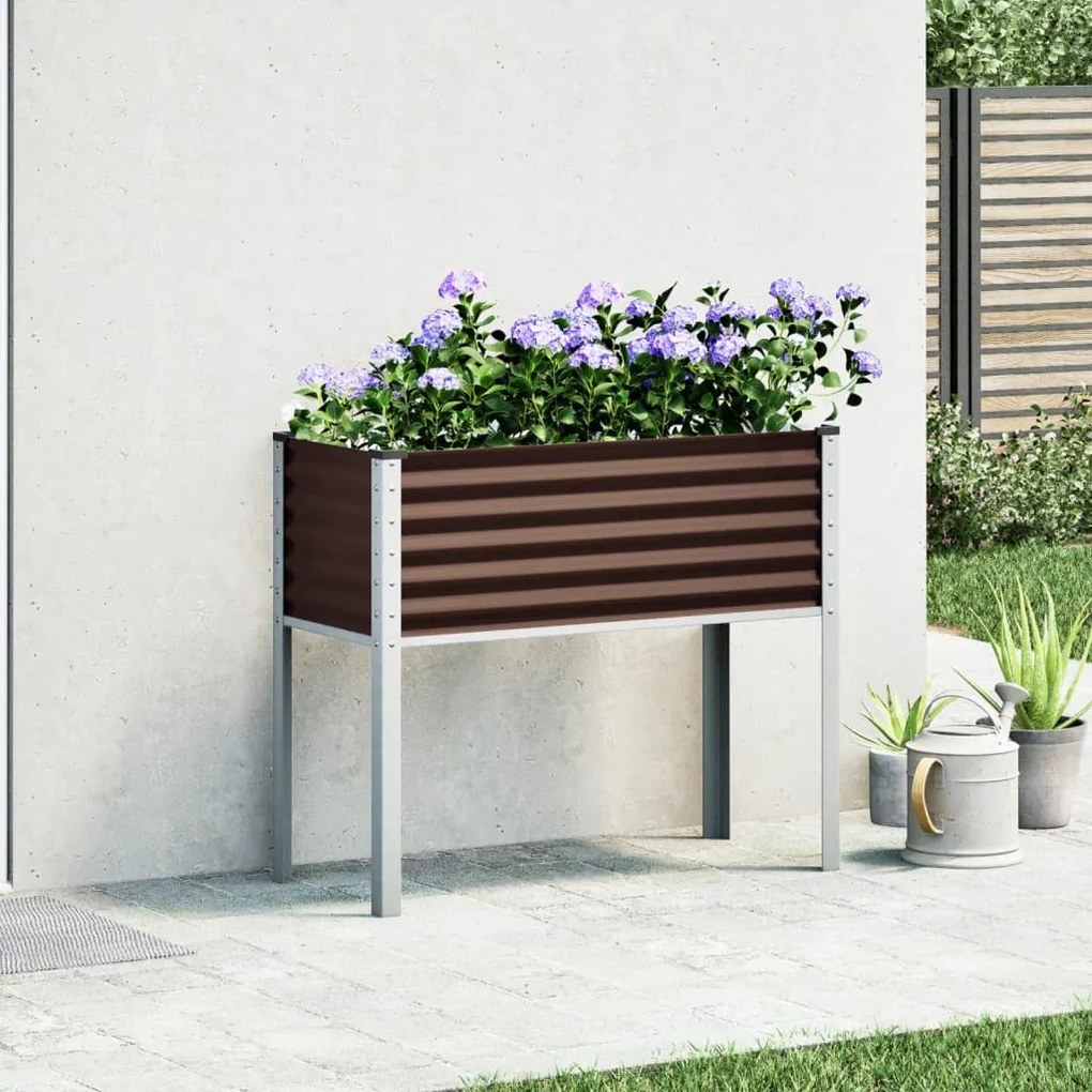 Vaso/floreira de jardim 100x41x90 cm aço castanho
