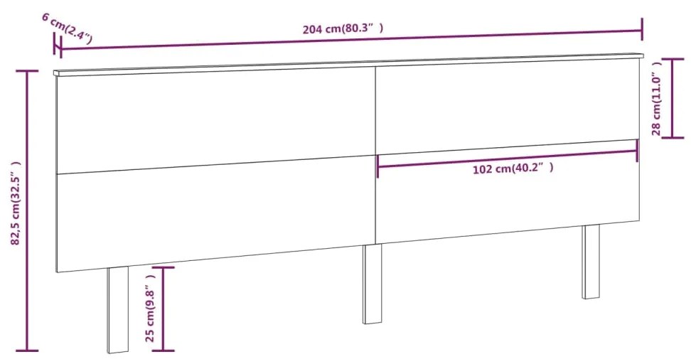 Cabeceira de cama 204x6x82,5 cm pinho maciço