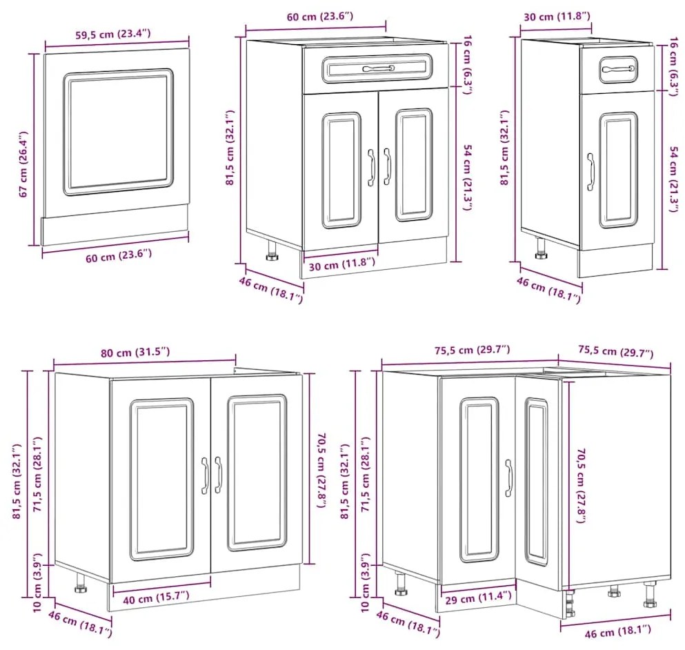 11 peças armário de cozinha conjunto Lucca brilho branco