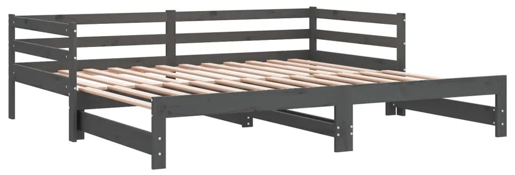 Estrutura sofá-cama de puxar 2x(90x200)cm pinho maciço cinzento