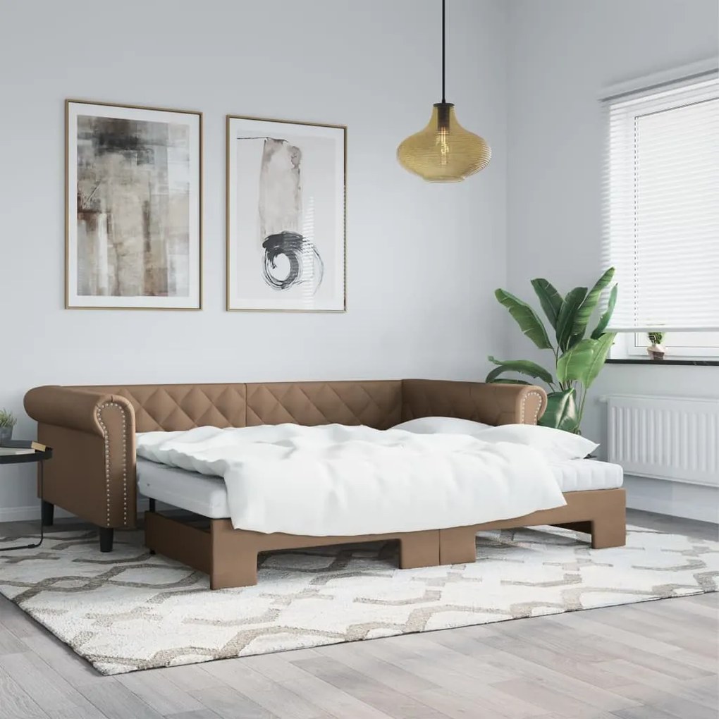 vidaXL Sofá-cama com gavetão 90x200 cm couro artificial cappuccino
