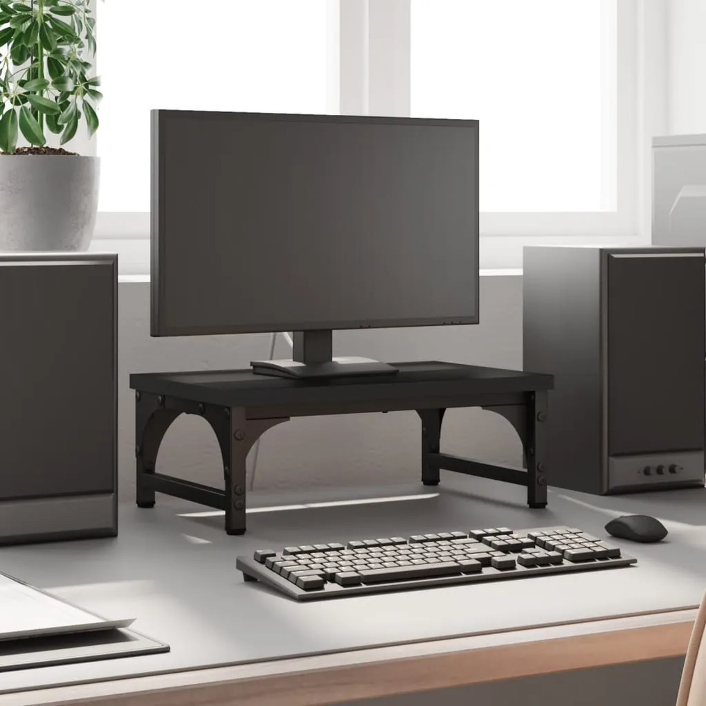 vidaXL Suporte de monitor 37x23x14 cm derivados de madeira preto