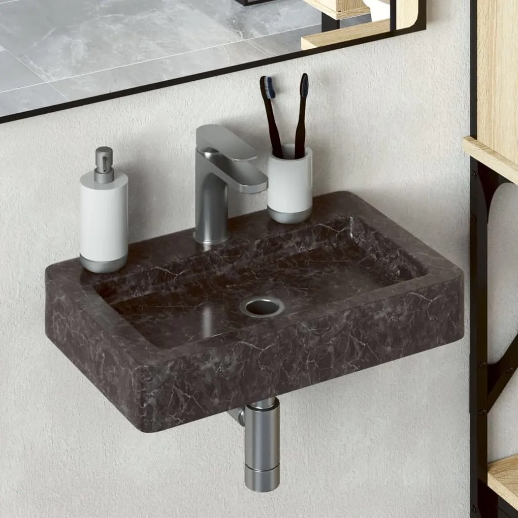 149187 vidaXL Lavatório de parede 38x24x6,5 cm mármore preto