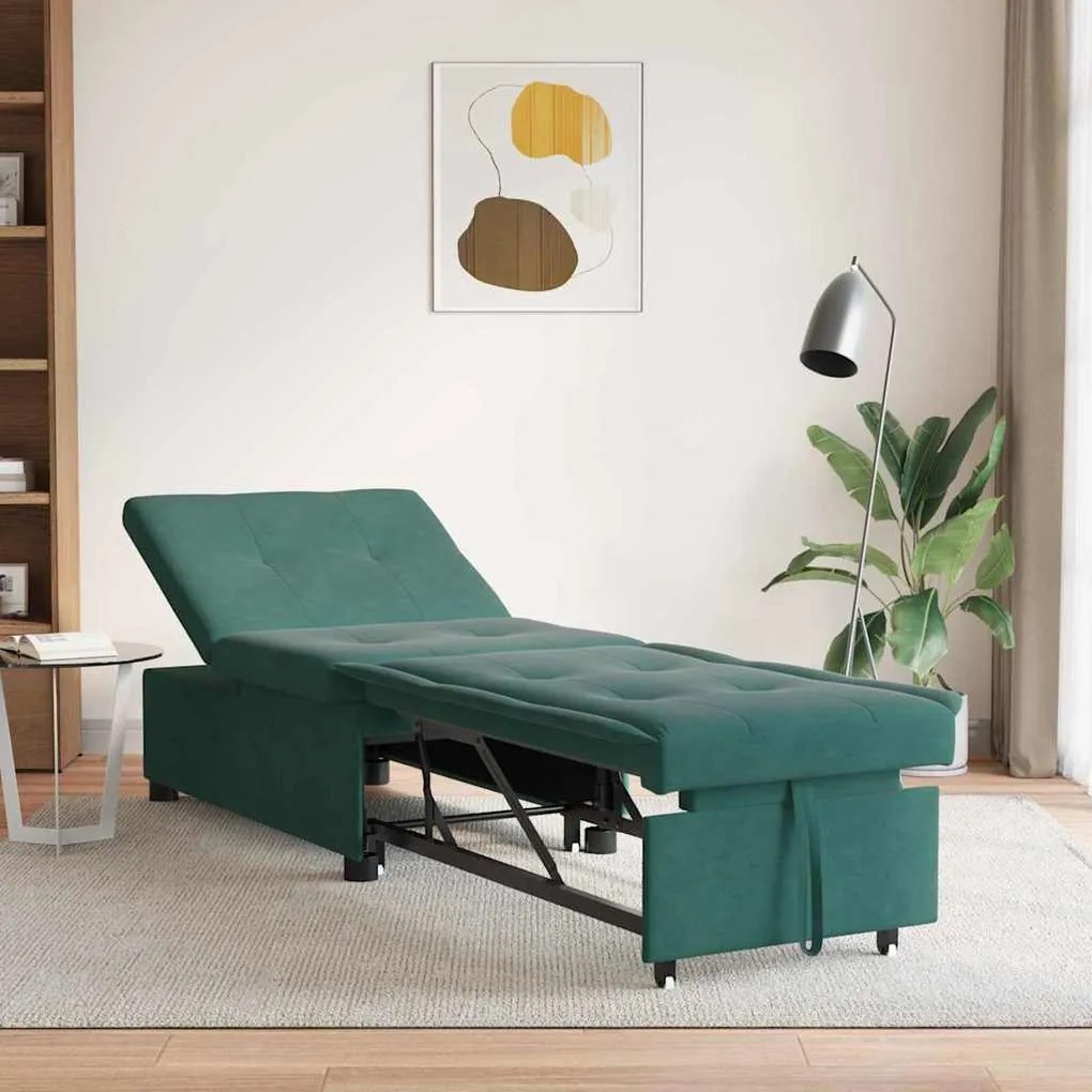 vidaXL Sofá-Cama Verde Escuro 194 x 67 x 82 cm Veludo