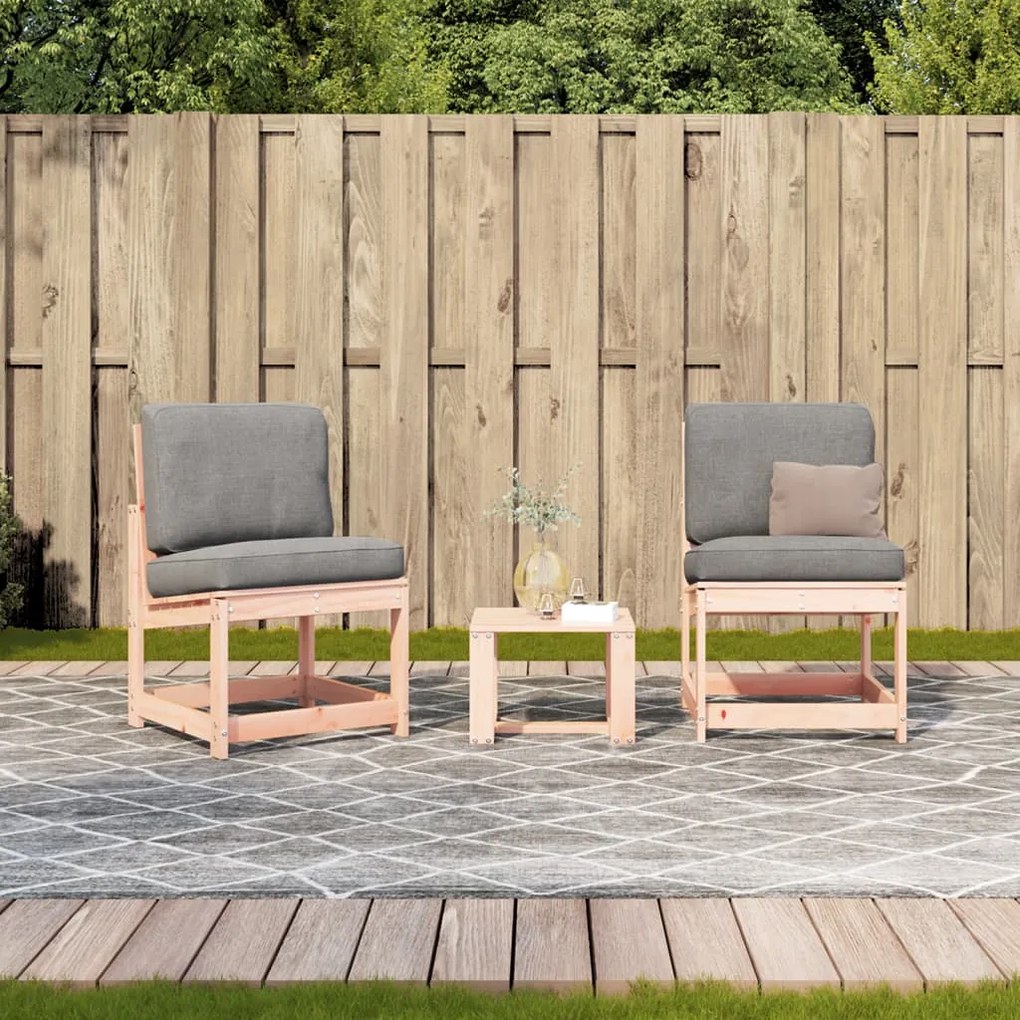 3 pcs conjunto lounge de jardim madeira de douglas maciça