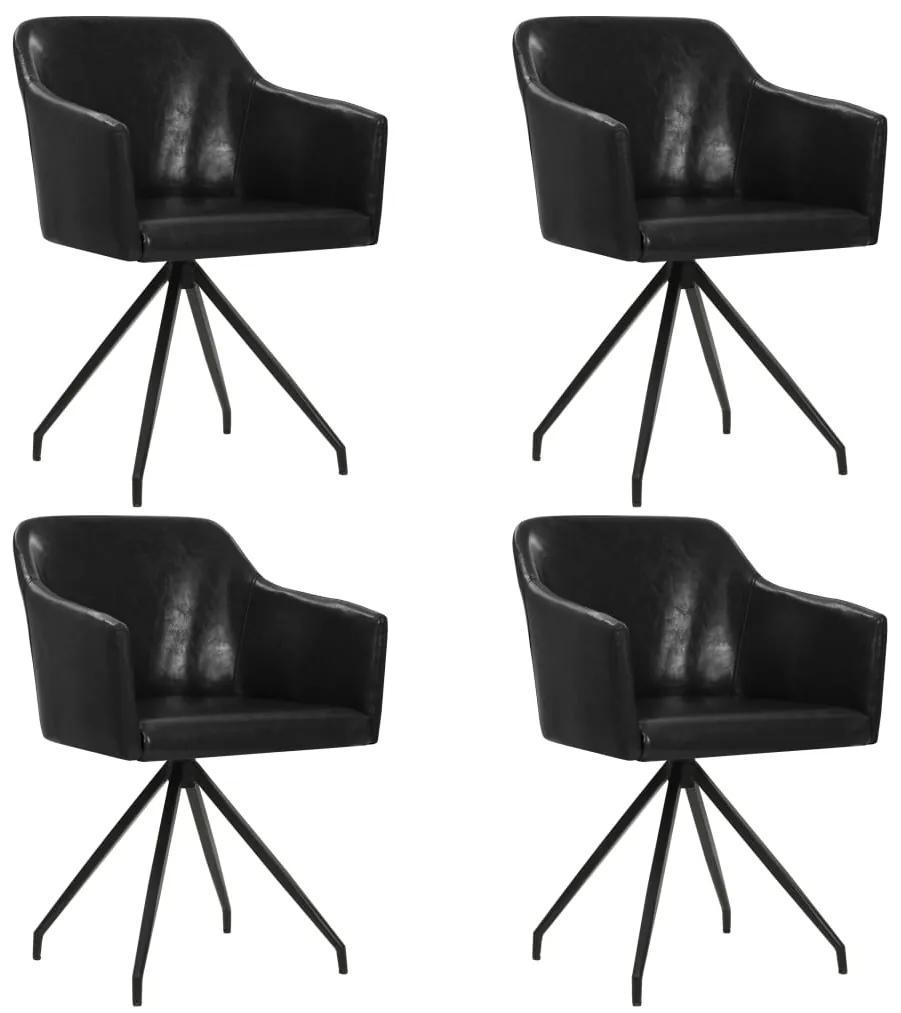 276065 vidaXL Cadeiras de jantar giratórias 4 pcs couro artificial preto