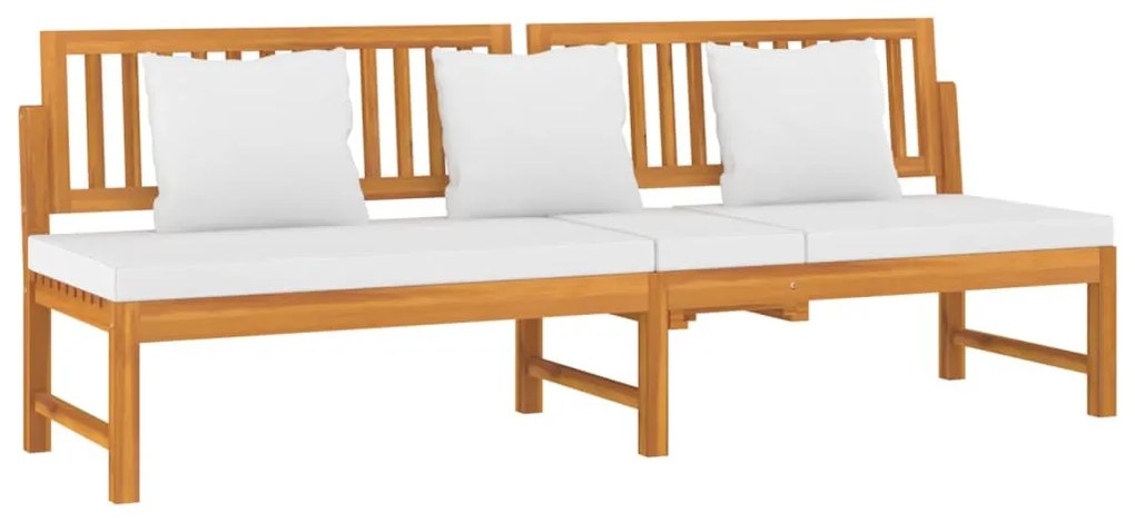 Sofá-cama c/ almofadão creme 200x60x75 cm madeira acácia maciça