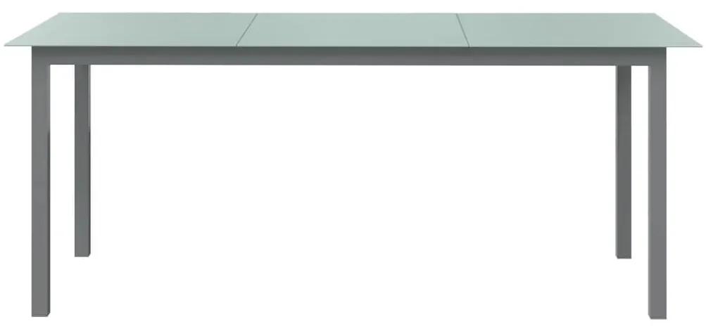 Mesa de jardim em alumínio e vidro 190x90x74 cm cinzento-claro