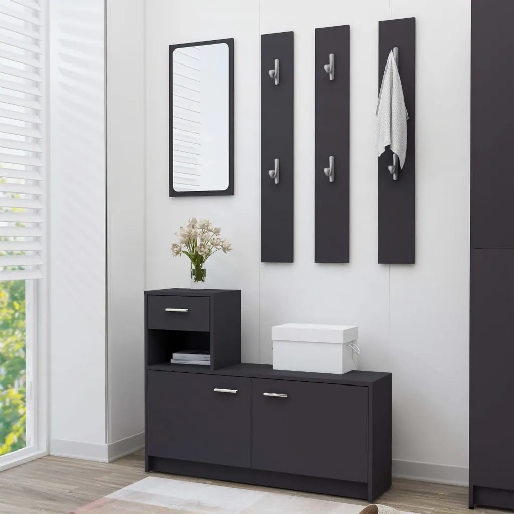 vidaXL Unidade de corredor 100x25x76,5 cm contraplacado cinzento