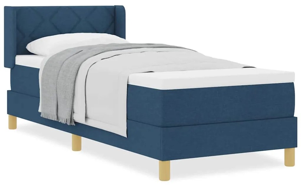 Cama Box com Colchão - Azul, 80 x 200 cm, Tecido