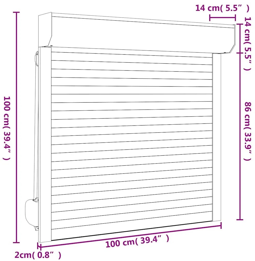 Persiana de enrolar em alumínio 100x100 cm branco