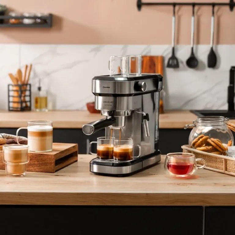 Máquina de café Express Cafelizzia 790 Steel DUO 1350 W, expressos e cappuccinos, Thermoblock, 20 bares, modo automático de 1-2 cafés, vaporizador ori